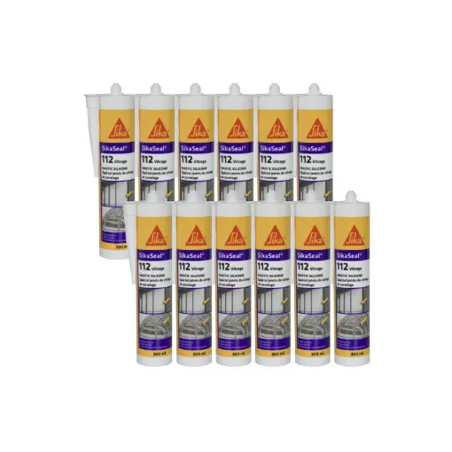 Picture of Batch of 12 special silicone sealants SIKA Sikaseal 112 Vitrage - Transparent - 300ml