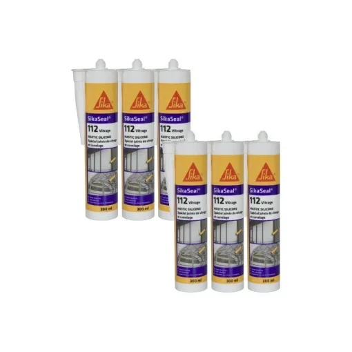 Picture of Batch of 6 special silicone sealants SIKA Sikaseal 112 Vitrage - Transparent - 300ml