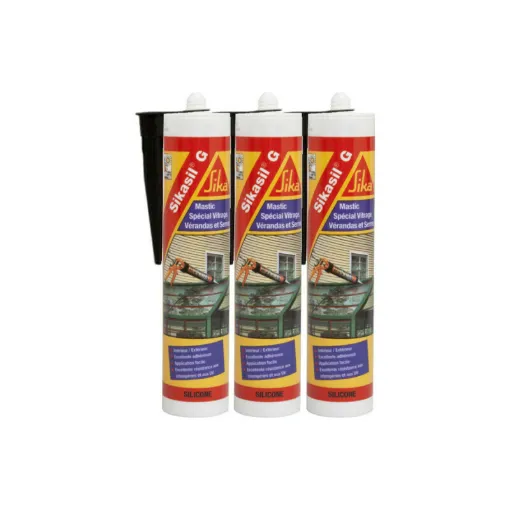 Picture of Set of 3 elastic silicone sealants - SIKA Sikasil G - Black - 300ml