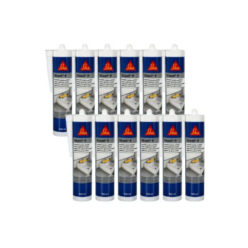 Picture of Set of 12 SIKA Sikasil-P Marine Universal Silicone Sealants - White - 300ml