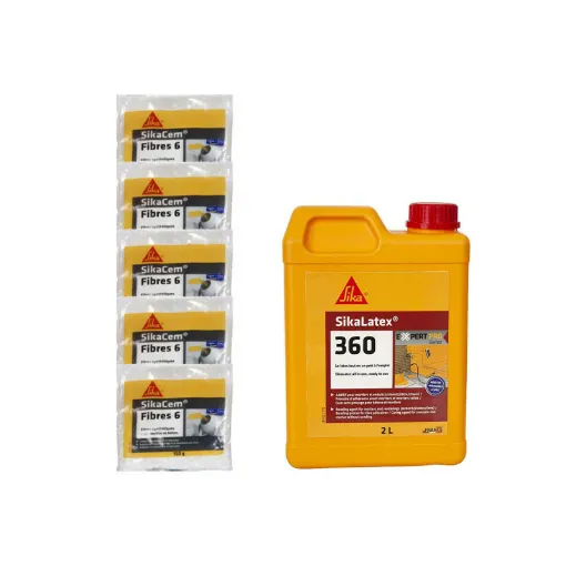 Picture of SIKA Masonry Pack - 5x SikaCem Fibre 6 150g - SikaLatex 360 2L Bonding Resin