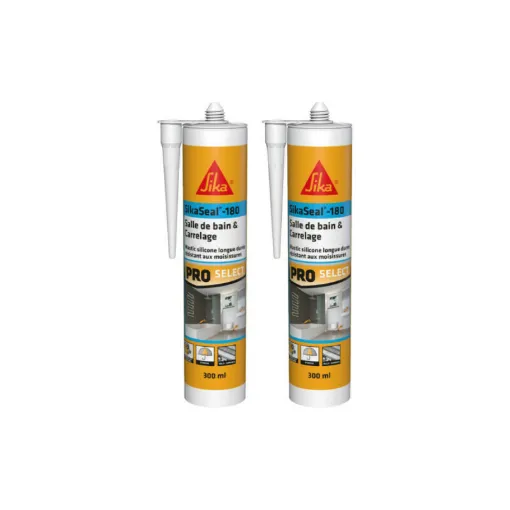 Picture of Set of 2 SIKA Sikaseal-180 Bathroom & Tiling Silicone Sealants - White - 300ml