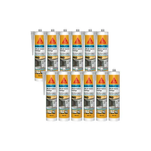 Picture of Batch of 12 SIKA Sikaseal-180 Bathroom & Tiling Silicone Sealants - Transparent - 300ml