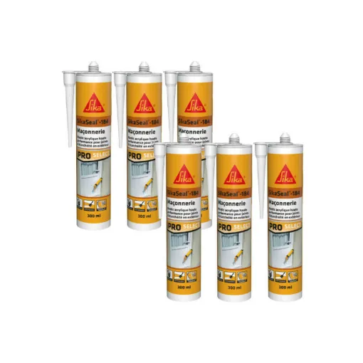 Picture of Pack of 6 SIKA SikaSeal-184 Masonry Silicone Sealants - Beige - 300ml