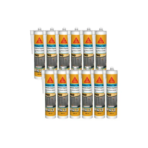 Picture of Batch of 12 quick-drying silicone sealants SIKA SikaSeal-182 Sanitaire Express 1h - White - 300ml