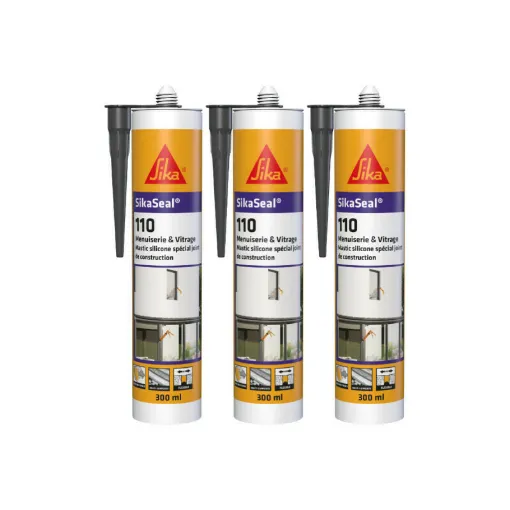 Picture of Set of 3 SIKA SikaSeal 110 Carpentry & Glazing Silicone Sealants - Anthracite - 300ml