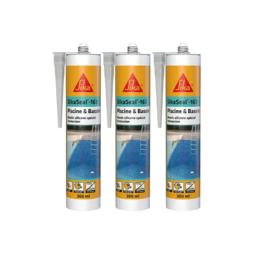 Picture of Set of 3 SIKA Sikaseal silicone sealants - 163 Piscine & Bassin - Transparent - 300ml