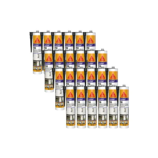 Picture of Set of 24 SIKA SikaSeal 110 Silicone Sealants for Windows & Glazing - Black - 300ml