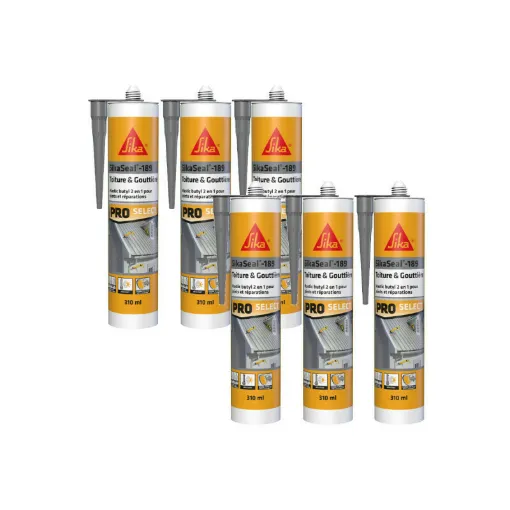 Picture of Pack of 6 SIKA Sikaseal-189 Roof & Gutter Butyl Sealants - Grey - 310ml