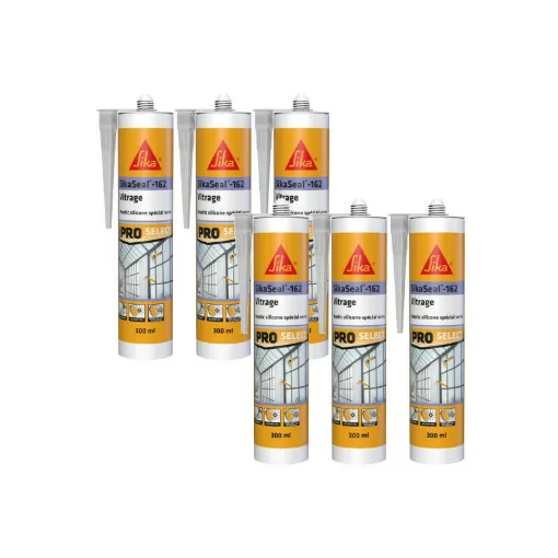 Picture of Pack of 6 elastic silicone sealants SIKA Sikaseal-162 Vitrage - Translucent - 300ml