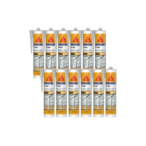 Picture of Pack of 12 elastic silicone sealants SIKA Sikaseal-162 Vitrage - Translucent - 300ml