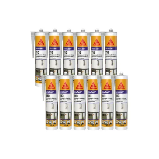 Picture of Set of 12 SIKA SikaSeal 110 Carpentry & Glazing Silicone Sealants - Transparent - 300ml