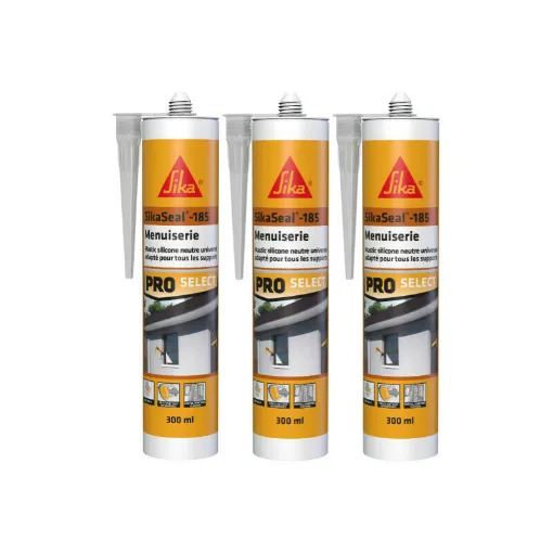 Picture of Set of 3 SIKA Sikaseal-185 Carpentry Silicone Sealants - Transparent - 300ml