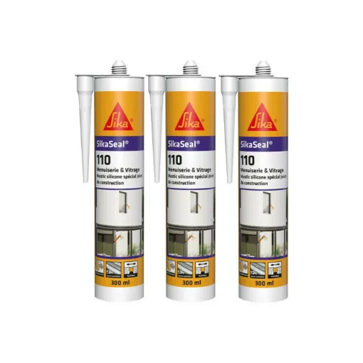 Picture of Set of 3 SIKA SikaSeal 110 Joinery & Glazing Silicone Sealants - White PVC - 300ml