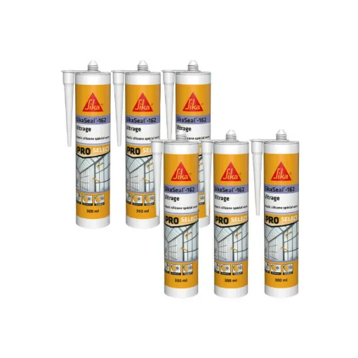 Picture of Pack of 6 elastic silicone sealants SIKA Sikaseal-162 Vitrage - White - 300ml