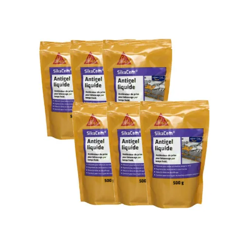 Picture of Set of 6 SIKA SikaCem Liquid Antifreeze Accelerator for cold weather concreting - 500 g