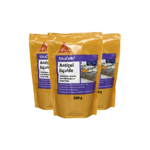 Picture of Set of 3 SIKA SikaCem Liquid Antifreeze Accelerator for cold weather concreting - 500 g