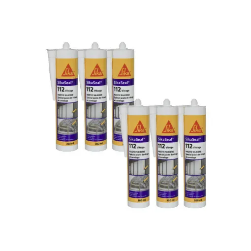 Picture of Set of 6 silicone sealants for glass - SIKA SikaSeal 112 Vitrage - Black - 300ml