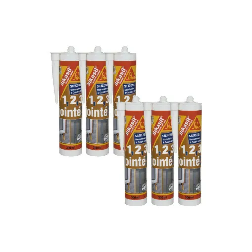 Picture of Set of 6 SIKA Sikasil construction silicone sealants - Transparent - 300ml