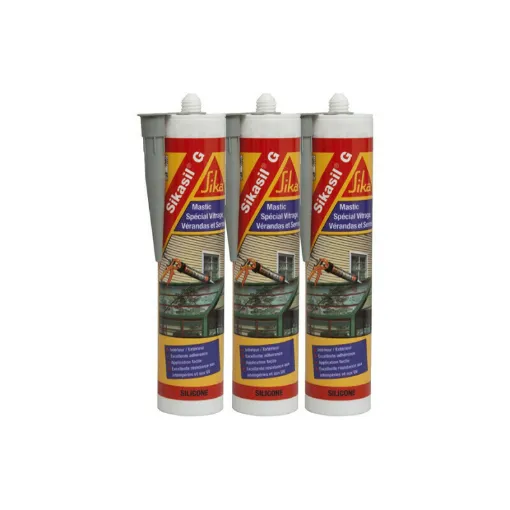 Picture of Set of 3 elastic silicone sealants - SIKA Sikasil G - Grey - 300ml