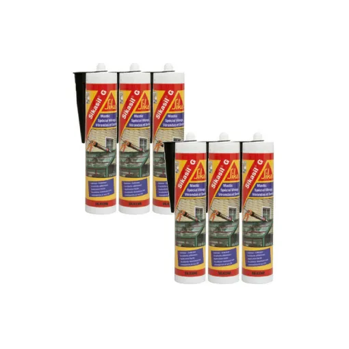 Picture of Set of 6 elastic silicone sealants - SIKA Sikasil G - Black - 300ml