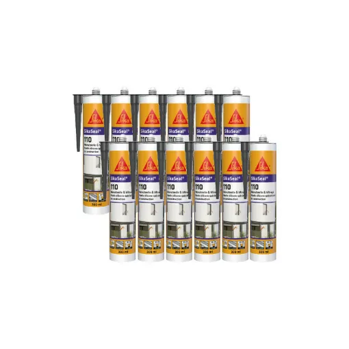 Picture of Set of 12 Silicone sealants for carpentry joints - SIKA SikaSeal 109 Carpentry - Anthracite - 300ml