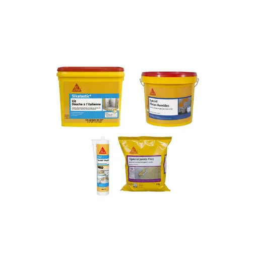 Picture of SIKA Kit Italian shower - SikaCeram adhesive 15kg - SikaCeram mortar 2kg - Sanisil putty 300ml