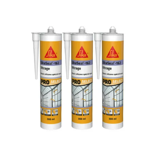 Picture of Set of 3 SIKA Sikaseal-162 Vitrage silicone elastic sealants - White - 300ml