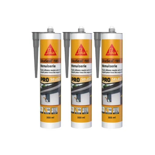 Picture of Set of 3 SIKA Sikaseal-185 Carpentry Silicone Sealants - Grey - 300ml