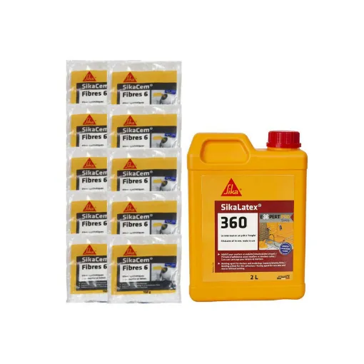 Picture of SIKA Masonry Pack - 10x SikaCem Fibre 6 150g - SikaLatex 360 2L Bonding Resin