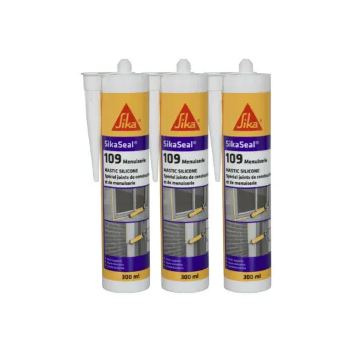 Picture of Set of 3 SIKA SikaSeal 109 Carpentry Silicone Sealants - Black - 300ml