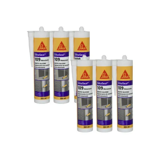 Picture of Set of 6 SIKA SikaSeal 109 Carpentry Silicone Sealants - Black - 300ml