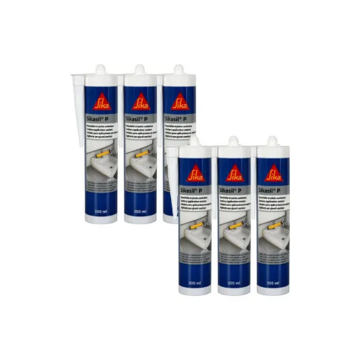 Picture of Set of 6 SIKA Sikasil-P Marine Universal Silicone Sealants - White - 300ml