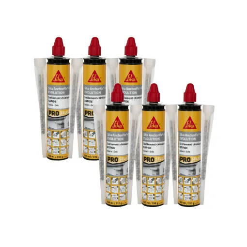 Picture of Batch of 6 quick chemical sealing resins SIKA Anchorfix-1 Evolution - Grey - 300ml