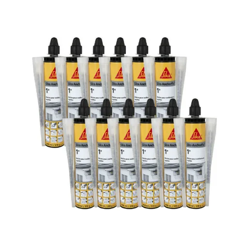 Picture of Batch of 12 quick chemical sealing resins SIKA Anchorfix-1 Plus - Stone tone - 300ml