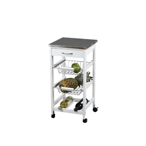 Picture of KIT CLOSET kitchen trolley - White and stainless steel - 76 x 37 x 37 x 37 cm