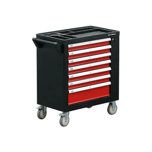 Picture of BGS Workshop trolley - Black and red - 7 drawers - Side door - 4074-1