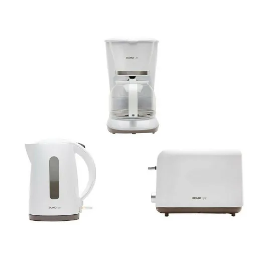 Picture of DOMO white coffee maker pack 1,5L - White kettle 1,7L 2200W - White toaster 830W