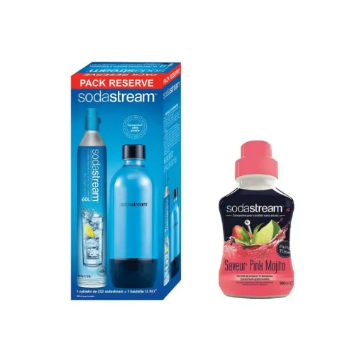 Picture of SODASTREAM Pack CO2 Cylinder 60L - 1 bottle PET 1L - Pink mojito Concentrate 500 ml