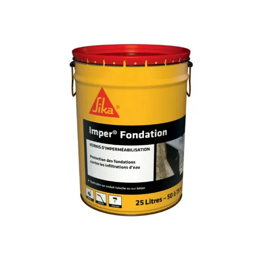 Picture of Concrete foundation waterproofing coating - SIKA Imper foundation - Black - 25L