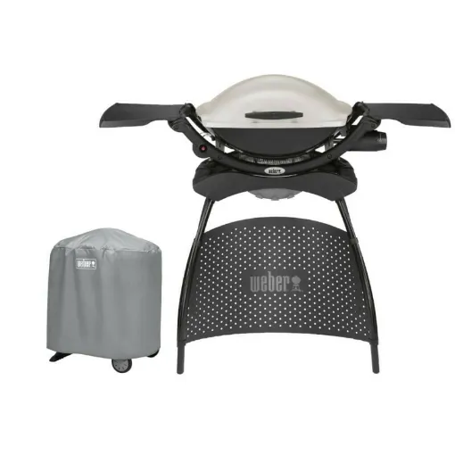 Picture of Weber Q2000 Gas Barbecue Pack with Titanium Stand - a waterproof protective cover