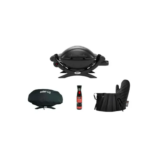 Picture of Pack WEBER Gas barbecue Q1000 Black - one cover - one cleaning spray 300ml - one glove - one apron