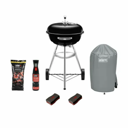 Picture of Weber Compact Kettle Charcoal Barbecue Pack 47 cm Black - cover - charcoal 10kg - cleaner 300ml - sponges 2pcs