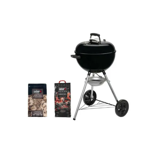 Picture of Pack WEBER Original Kettle E-5710 Charcoal Barbecue E-5710 57cm Black - a bag of charcoal 5kg - a mix of Hickory wood ch