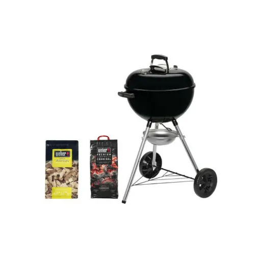 Picture of Pack WEBER Original Kettle E-5710 Charcoal Barbecue E-5710 57cm Black - a bag of charcoal 5kg - a mixture of wood shavin