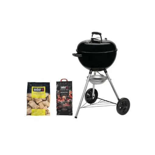 Picture of Pack WEBER Original Kettle E-5710 Charcoal Barbecue E-5710 57cm Black - one bag of charcoal - pieces of smoked apple woo