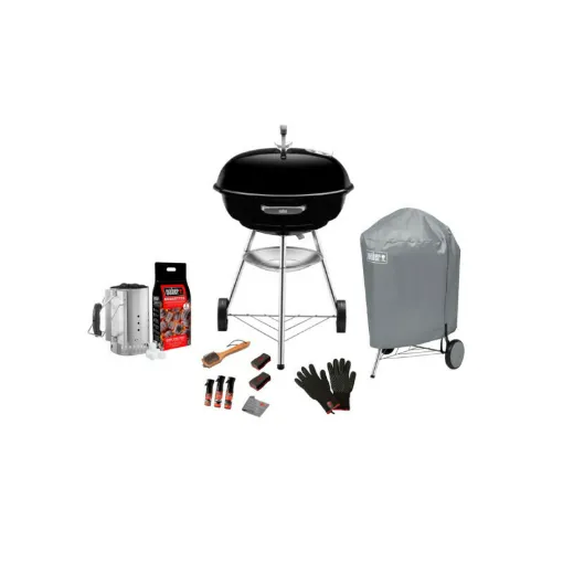 Picture of Pack Weber Compact Kettle Coal Barbecue 57 cm - 3 in 1 fireplace - cleaning kit 7pcs - cover - a pair of gloves S-M