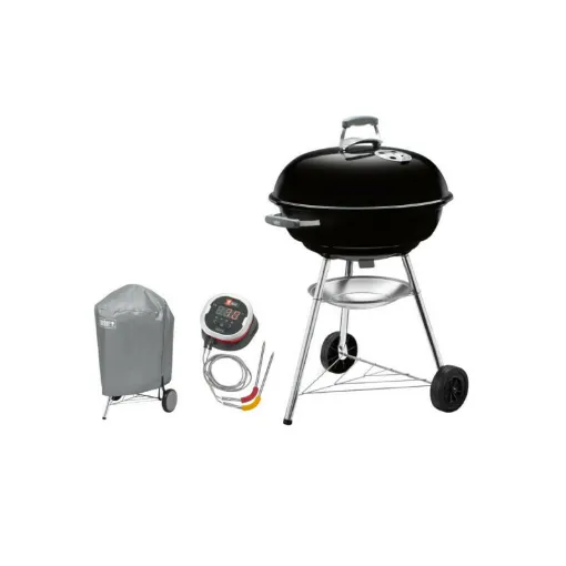 Picture of Weber Compact Kettle Charcoal Barbecue Pack 57 cm Black - one connected iGrill2 thermometer - one waterproof protective