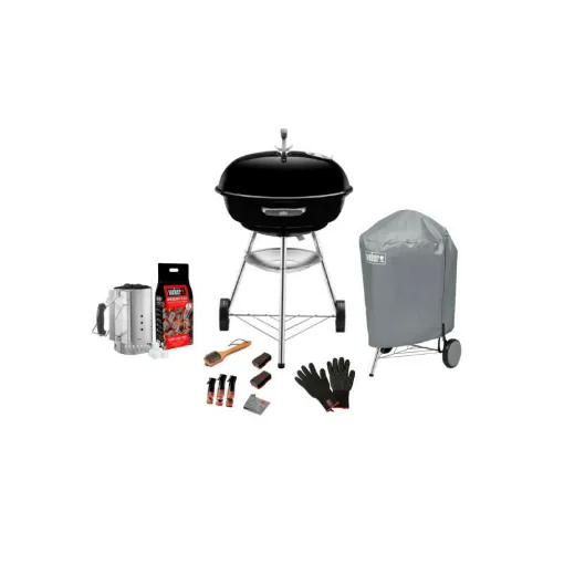 Picture of Pack Weber Compact Kettle Coal Barbecue 57 cm - 3 in 1 fireplace - cleaning kit 7pcs - cover - a pair of gloves L-XL