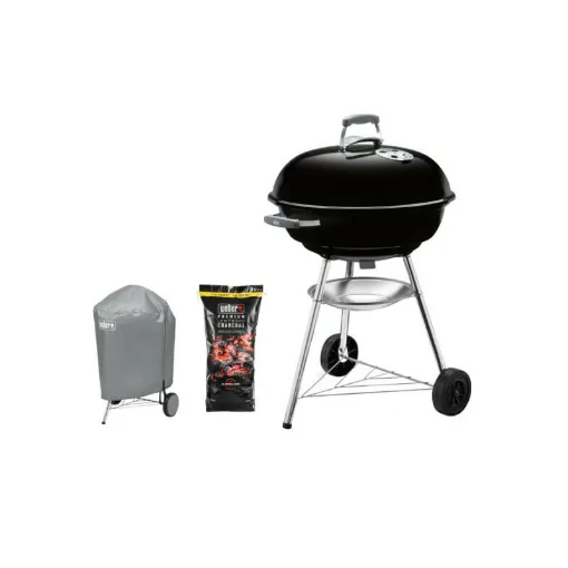 Picture of Weber Compact Kettle Charcoal Barbecue Pack 57 cm Black - one waterproof protective cover - one charcoal bag 10kg